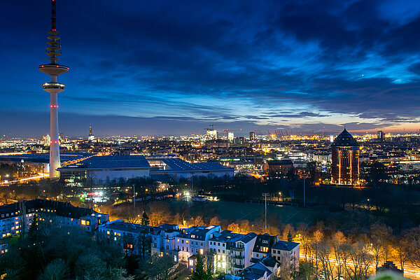 Hamburg - Messegelände und Umgebung bei Nacht